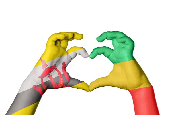 Μπρουνέι Δημοκρατία Του Κονγκό Καρδιά Χέρι Χειρονομία Κάνοντας Καρδιά Ψαλίδισμα — Φωτογραφία Αρχείου