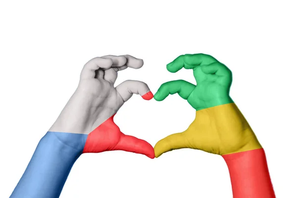Czech Republic Congo Heart Hand Gesture Making Heart Clipping Path — стоковое фото