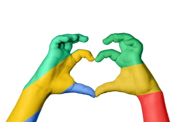 加蓬共和国心脏 手的姿势 制造心脏 收割路径 — 图库照片