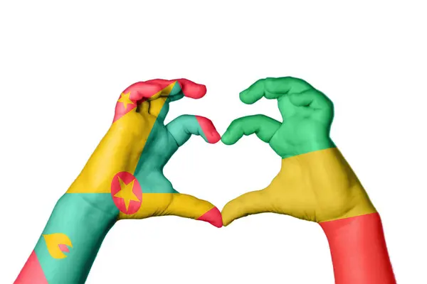 Grenada Republic Congo Heart Hand Gesture Making Heart Clipping Path — Stock Photo, Image