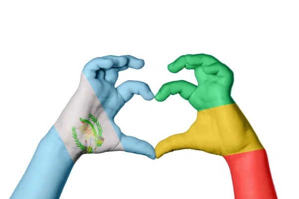 Γουατεμάλα Δημοκρατία Του Κονγκό Καρδιά Χέρι Χειρονομία Κάνοντας Καρδιά Ψαλίδισμα — Φωτογραφία Αρχείου