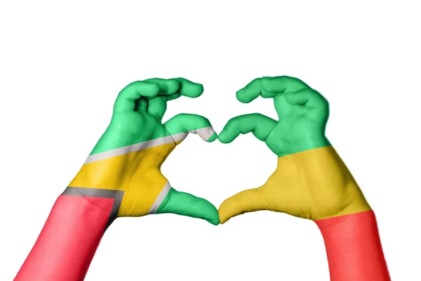 Guyana República Del Congo Corazón Hacer Gestos Corazón Recortar Camino —  Fotos de Stock