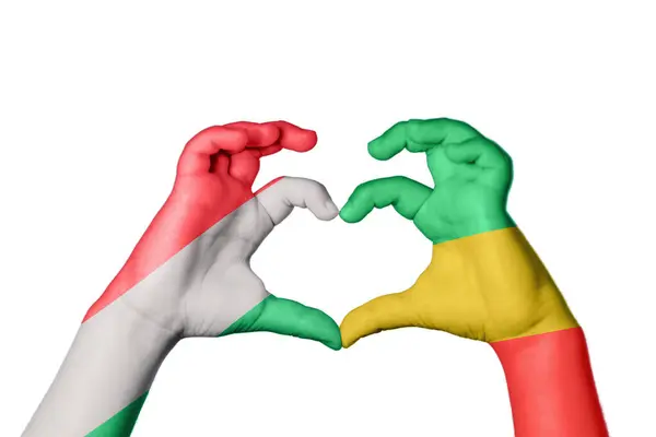 Magyarország Kongói Köztársaság Szív Kéz Gesztus Készítő Szív Vágóút — Stock Fotó
