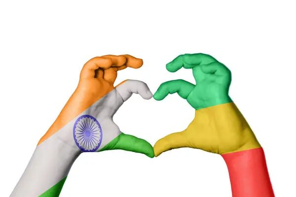 India Republic Congo Heart Hand Gesture Making Heart Clipping Path — Stock Photo, Image