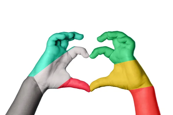 Kuwait Republic Congo Heart Hand Gesture Making Heart Clipping Path — Stock Photo, Image