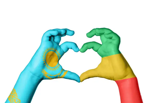 Cazaquistão República Congo Coração Gesto Mão Fazendo Coração Clipping Path — Fotografia de Stock