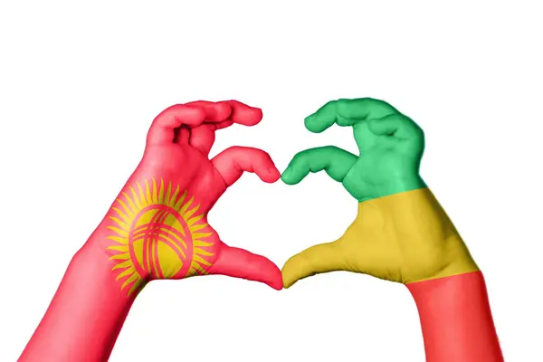 Kyrgyzstan Republic Congo Heart Hand Gesture Making Heart Clipping Path — Stock Photo, Image