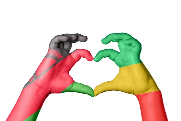 Malawi Kongói Köztársaság Szív Kézmozdulat Készítő Szív Vágóút — Stock Fotó