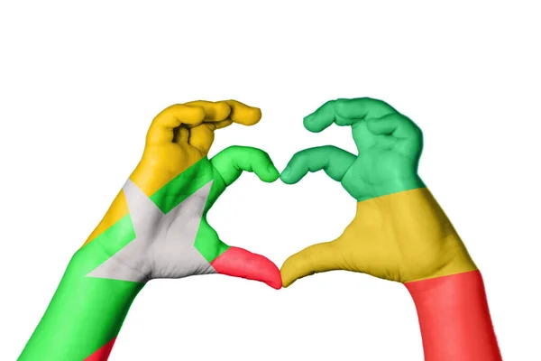 Myanmar Republic Congo Heart Hand Gesture Making Heart Clipping Path — Stock Photo, Image