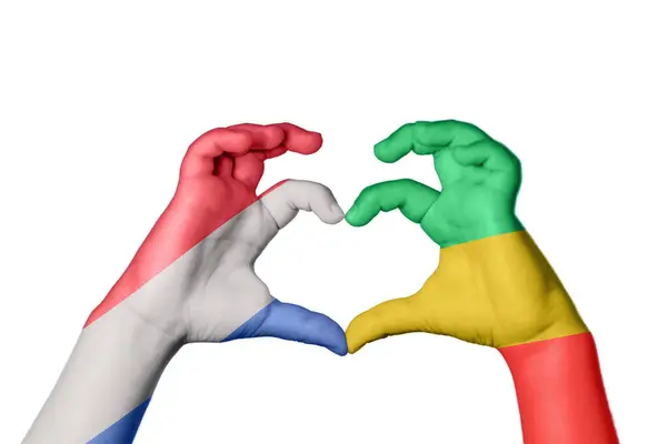 Netherlands Republic Congo Heart Hand Gesture Making Heart Clipping Path — Stock Photo, Image