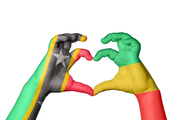 Saint Kitts Nevis Republic Congo Heart Hand Gesture Making Heart — Stock Photo, Image