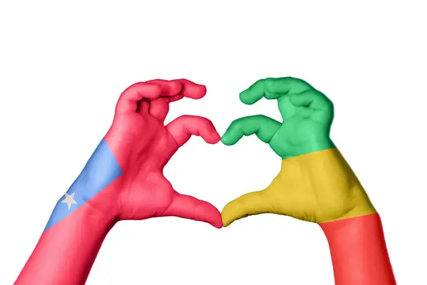 Samoa Republic Congo Heart Hand Gesture Making Heart Clipping Path — Stock Photo, Image