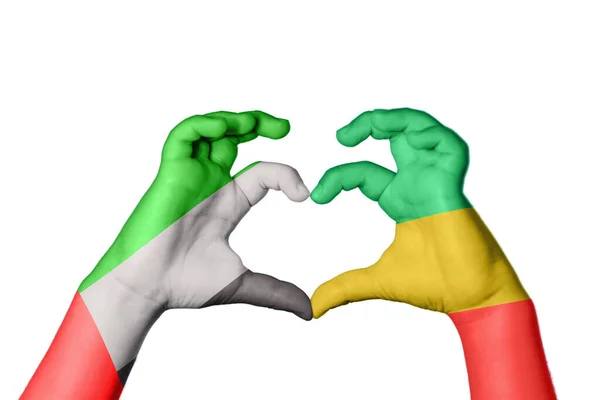 Ηνωμένα Αραβικά Εμιράτα Δημοκρατία Του Κονγκό Καρδιά Χέρι Χειρονομία Καθιστώντας — Φωτογραφία Αρχείου