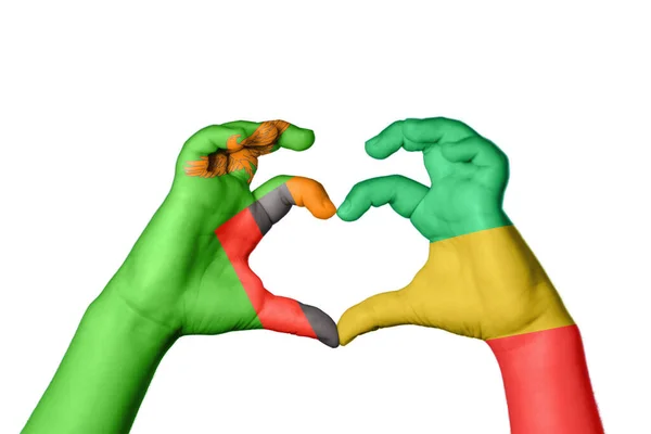 Zambia Republic Congo Heart Hand Gesture Making Heart Clipping Path — Stock fotografie