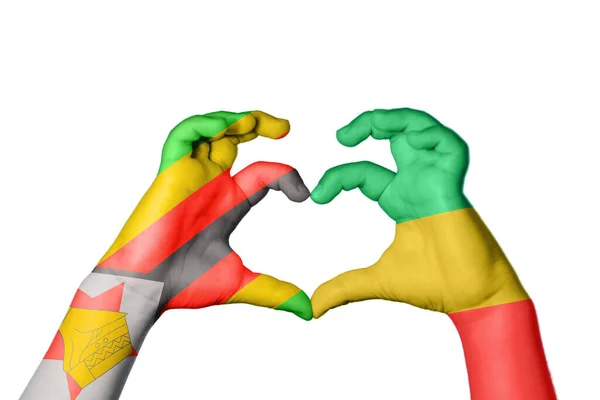 Zimbabwe Republic Congo Heart Hand Gesture Making Heart Clipping Path — Stock Photo, Image