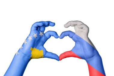 Kosova Rusya 'nın Kalbi ve El hareketi kalp yaptı, Yolu Kesiyor