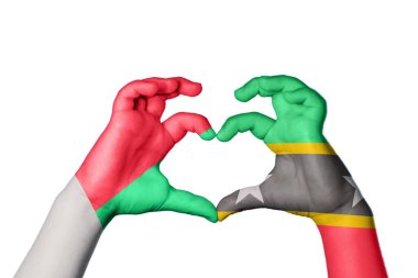 Madagaskar Saint Kitts ve Nevis Heart, El hareketi kalp yapma, Kırpma Yolu