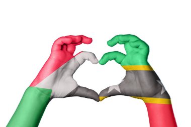 Sudan Saint Kitts ve Nevis Heart, El hareketi kalp yapma, Kırpma Yolu