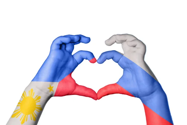 Φιλιππίνες Ρωσία Καρδιά Χειρονομία Χέρι Κάνει Καρδιά Ψαλίδισμα Μονοπάτι — Φωτογραφία Αρχείου