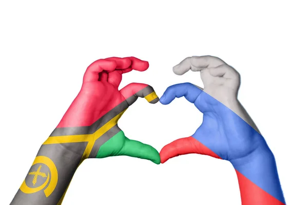 Vanuatu Russia Heart Hand Gesture Making Heart Clipping Path — Stock Photo, Image