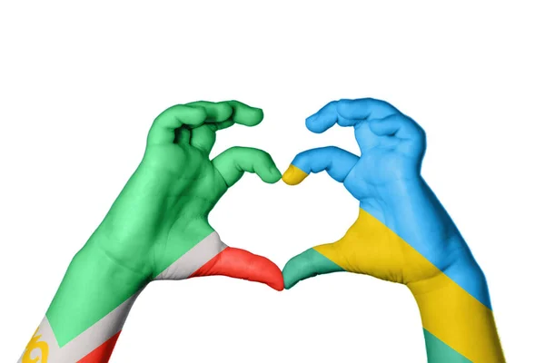 Chechnya Rwanda Heart Hand Gesture Making Heart Clipping Path — Stock Photo, Image