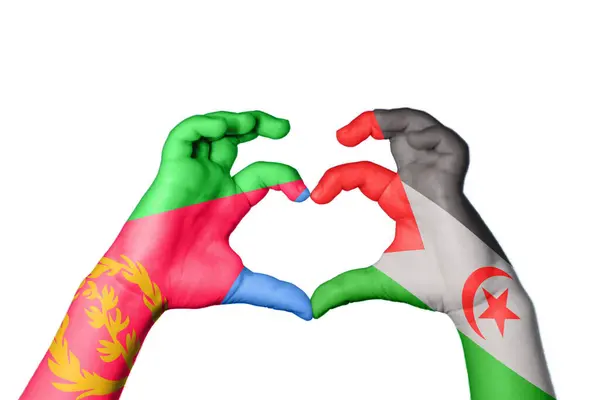 Eritrea Sahrawi Arab Democratic Republic Heart Hand Gesture Making Heart — Stock Photo, Image