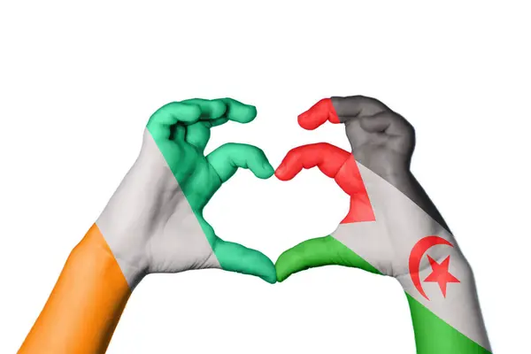Ivoorkust Sahrawi Arabische Democratische Republiek Hart Hand Gebaar Maken Hart — Stockfoto