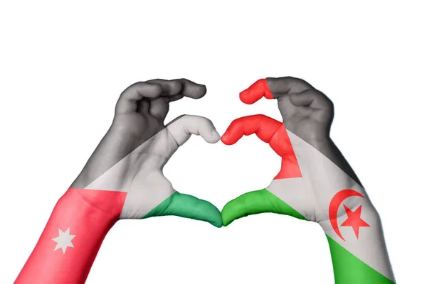Jordan Sahrawi Arab Democratic Republic Heart Hand Gesture Making Heart — Stock Photo, Image