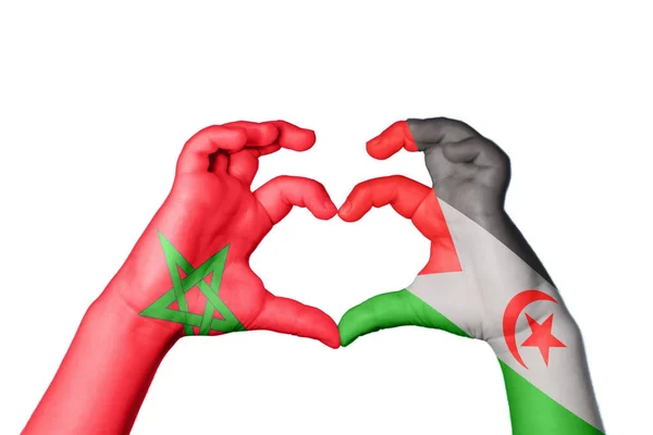 Morocco Sahrawi Arab Democratic Republic Heart Hand Gesture Making Heart — Stock Photo, Image