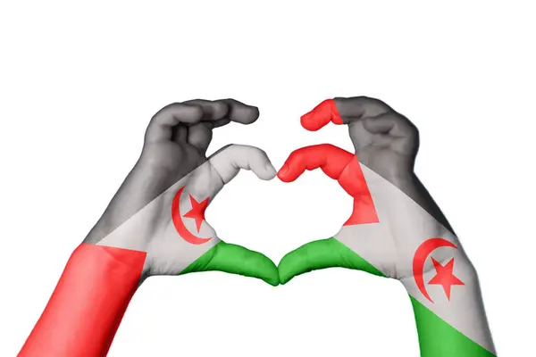Sahrawi Arab Democratic Republic Sahrawi Arab Democratic Republic Heart Hand — Stock Photo, Image