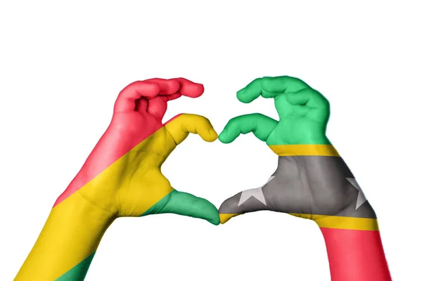 Bolivya Saint Kitts Nevis Heart Hareketi Kalp Yapma Kırpma Yolu — Stok fotoğraf