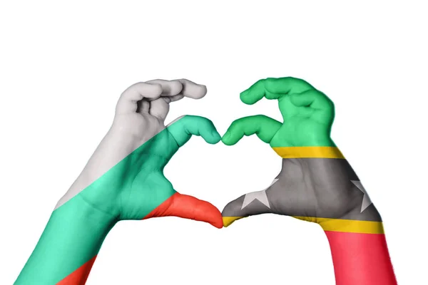 保加利亚Saint Kitts Nevis Heart Hand Gesture Making Heart Clipping Path — 图库照片