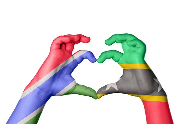 Gambia Saint Kitts Nevis Heart Hand Gebaar Maken Hart Knippen — Stockfoto