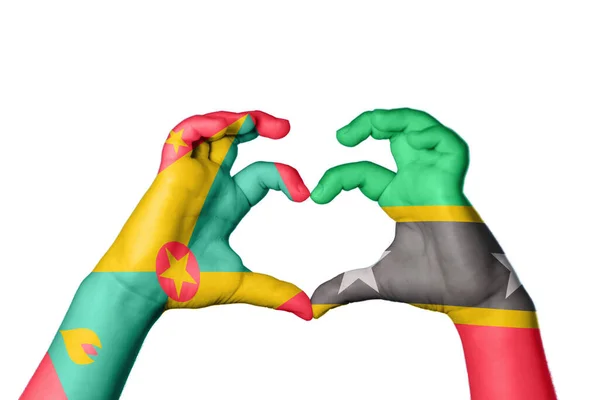 Grenada Saint Kitts Nevis Heart Ręczny Gest Serca Ścieżka Przecinania — Zdjęcie stockowe