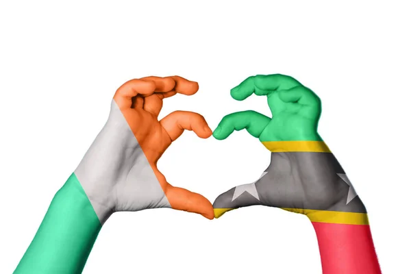 Irlandia Saint Kitts Nevis Heart Ręczny Gest Serca Ścieżka Klipu — Zdjęcie stockowe