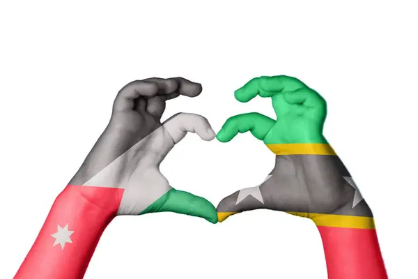 Jordan Saint Kitts Nevis Heart Hand Gesture Making Heart Clipping — Stock Photo, Image
