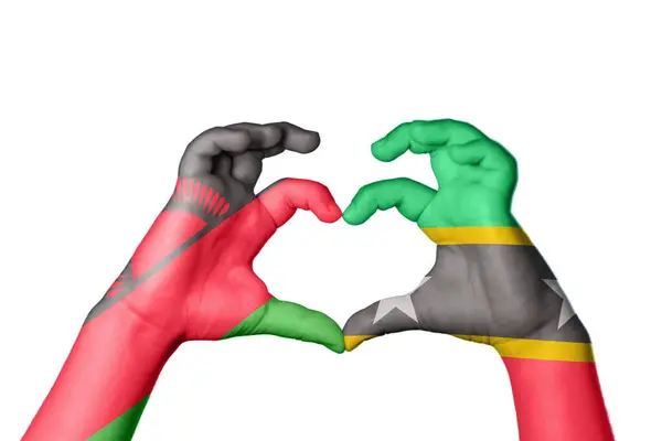 Malawi Saint Kitts Nevis Heart Gesto Della Mano Che Cuore — Foto Stock