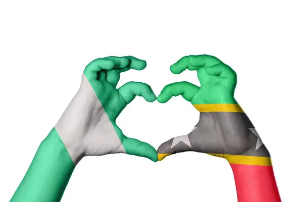 Nigeria Saint Kitts Nevis Heart Gesto Della Mano Che Cuore — Foto Stock
