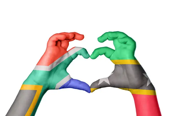 Південно Африканська Республіка Сент Кітс Невіс Серце Жест Рук Робить — стокове фото