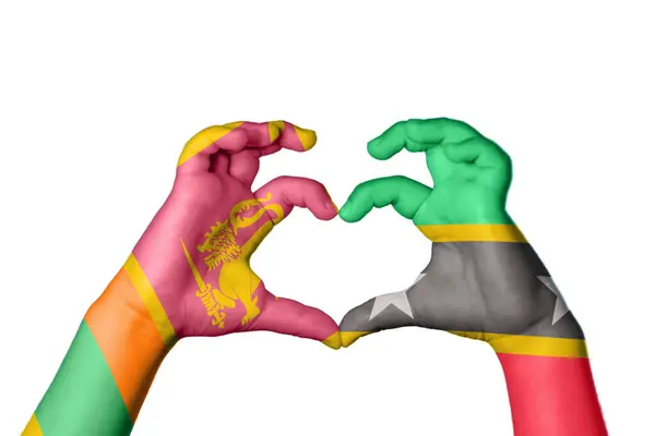Sri Lanka Saint Kitts Nevis Heart Gesto Della Mano Che — Foto Stock