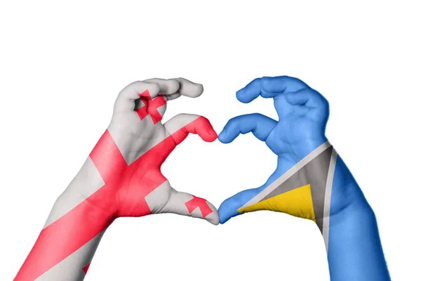 Georgia Saint Lucia Heart Handgebaar Maken Hart Knippad — Stockfoto