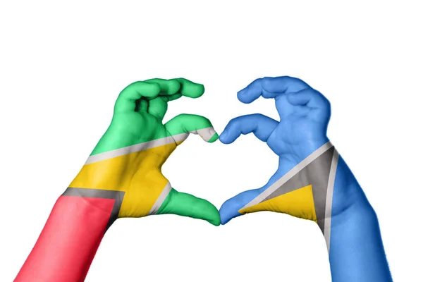 Guyana Saint Lucia Szív Kézmozdulat Készítés Szív Nyírás — Stock Fotó