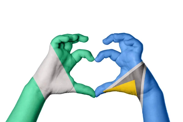 Nigéria Saint Lucia Szív Kézmozdulat Készítés Szív Vágás — Stock Fotó