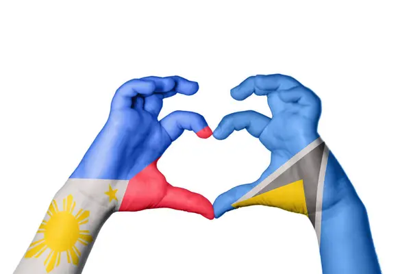 Φιλιππίνες Αγία Λουκία Καρδιά Χέρι Χειρονομία Κάνοντας Καρδιά Κλίπινγκ Path — Φωτογραφία Αρχείου