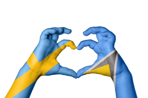 Schweden Saint Lucia Herz Handgeste Macht Herz Clipping Path — Stockfoto