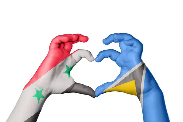 Syrien Saint Lucia Heart Hånd Gestus Gør Hjerte Klipning Sti - Stock-foto