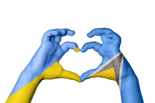 Ucrânia Santa Lúcia Coração Gesto Mão Fazendo Coração Clipping Path — Fotografia de Stock