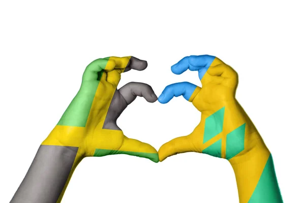 Jamaica São Vicente Granadinas Coração Mão Gesto Fazendo Coração Clipping — Fotografia de Stock
