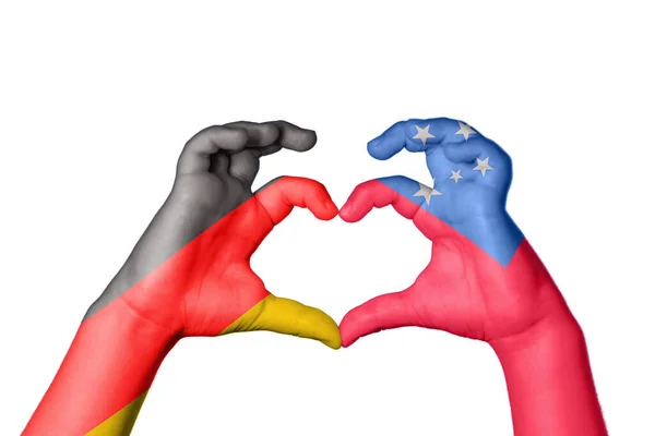 Germany Samoa Heart Hand Gesture Making Heart Clipping Path — Stock Photo, Image