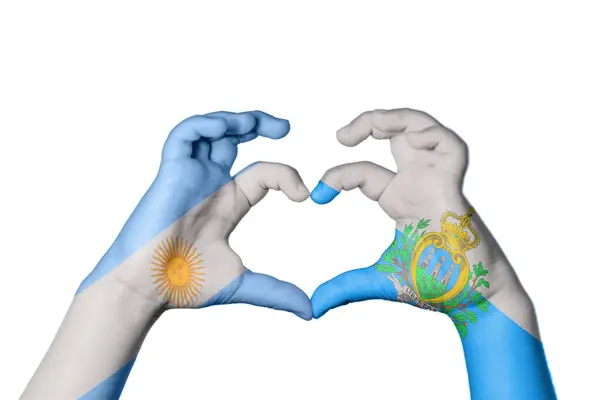 Argentinien San Marino Herz Handbewegung Die Herz Macht Clipping Path — Stockfoto